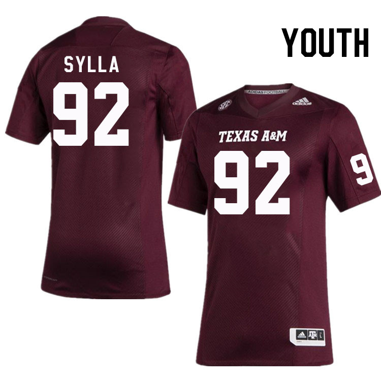 Youth #92 Malick Sylla Texas A&M Aggies College Football Jerseys Stitched Sale-Maroon - Click Image to Close